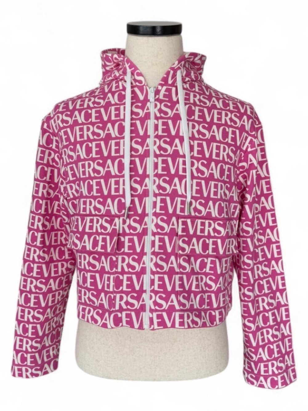 Versace Allover Logo-Printed Pink Jacket Size 40 IT